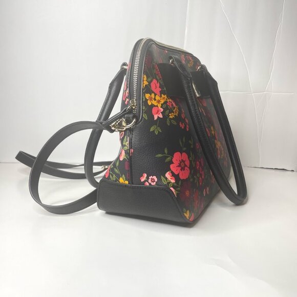 APT 9 Satchel Purse Womens Dark Floral Handbag Bow Detail Crossbody Shoulder Bag - Picture 4 of 7